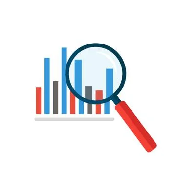 Magnifier analysis chart. Web market and finance analytics. Vector EPS 10 Stock Illustration