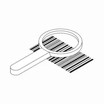 Magnifier and barcode icon, isometric 3d style Stock Illustration