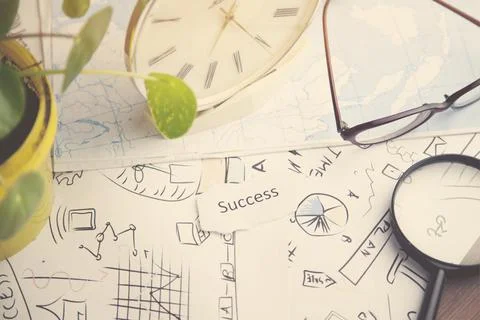 Magnifier and clock Stock Photos