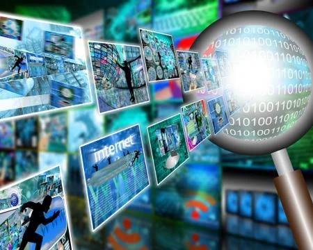 Magnifier and interface Illustrazione stock