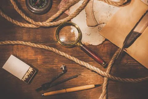 Magnifier and map Stock Photos
