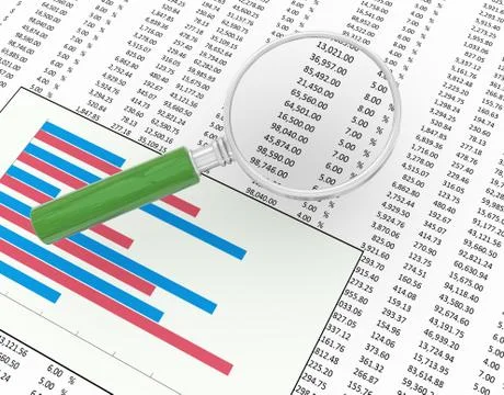 Magnifier and spreadsheet Stock Illustration