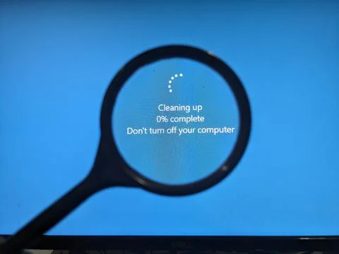 Magnifier on the blue screen of. the computer screen Stock Photos