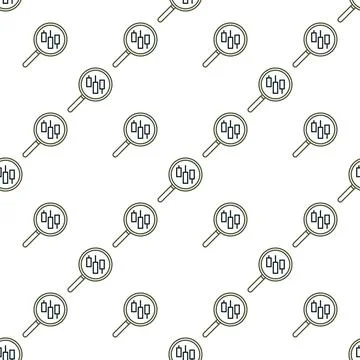 Magnifier with candlestick pattern vector searching seamless pattern in out.. Stock Illustration