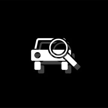 Magnifier car icon flat Stock Illustration