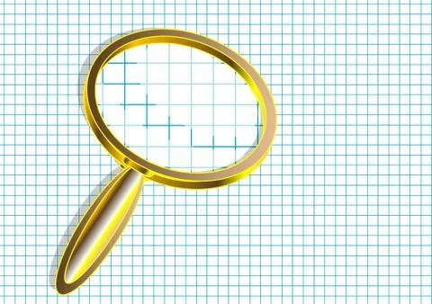 Magnifier on checkered paper Stock Illustration