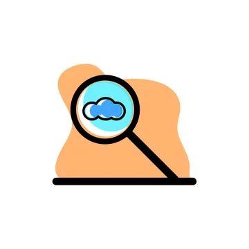 Magnifier Cloud Icon Storage Conceptual Vector Design Illustration Stock Illustration