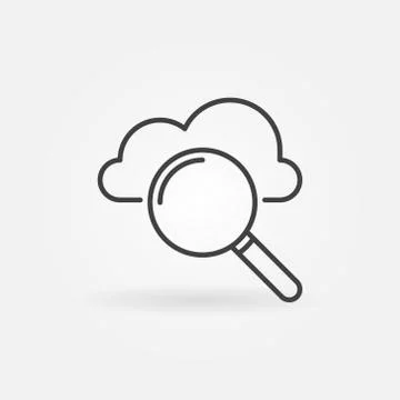 Magnifier with Cloud linear icon. Online Search vector symbol 스톡 일러스트