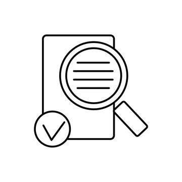 Magnifier on document background with check mark Stock Illustration