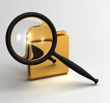 Magnifier enlarges the folder icon. Computer file search symbol Illustrazione stock