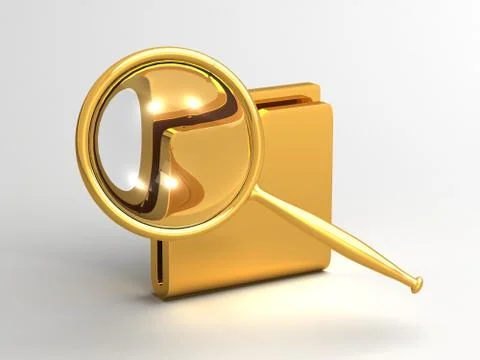 Magnifier folder file search 3D illustration Stock Illustration