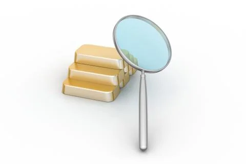 Magnifier with gold bar Stock Illustration
