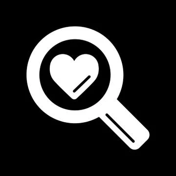 Magnifier with heart vector icon, search icon, flat design best vector magnifier Illustration