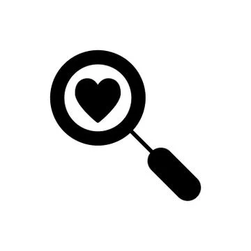 Magnifier with heart vector icon, search icon, flat design best vector magnifier Illustration