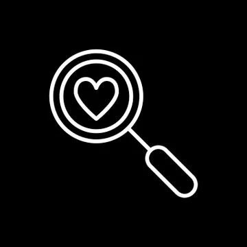 Magnifier with heart vector icon, search icon, flat design best vector magnifier Illustration