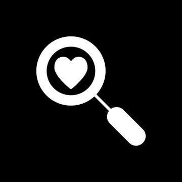 Magnifier with heart vector icon, search icon, flat design best vector magnifier Illustration
