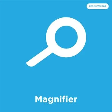 Magnifier icon isolated on blue background Free Stock Illustration