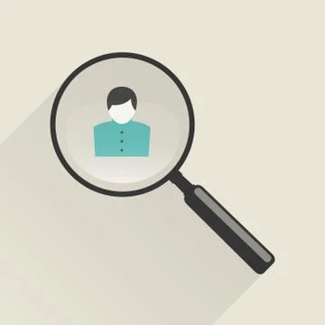 Magnifier icon with man Stock Illustration