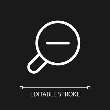 Magnifier with minus for map pixel perfect white linear ui icon for dark theme Illustrazione stock