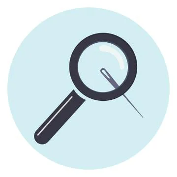 Magnifier with needle icon Stock Illustration