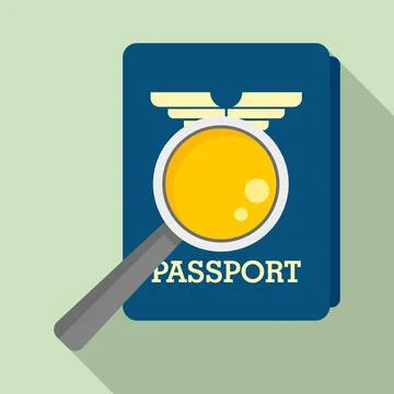 Magnifier passport control icon, flat style Stockillustratie