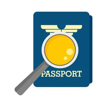Magnifier passport control icon flat isolated vector Stock Illustration