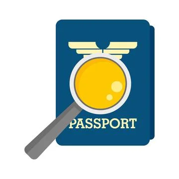 Magnifier passport control icon flat isolated Illustrazione stock