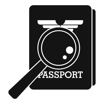 Magnifier passport control icon, simple style Illustrazione stock