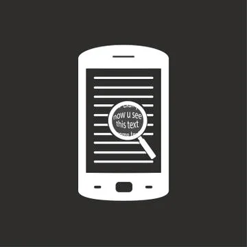 Magnifier on the phone. The application for working with text Stock Illustration
