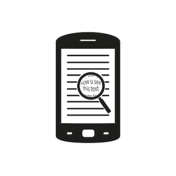 Magnifier on the phone. The application for working with text Stock Illustration