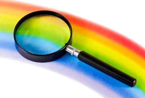 Magnifier on a rainbow 스톡 일러스트