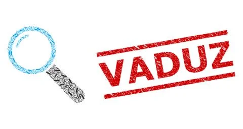 Magnifier Recursive Mosaic of Magnifier Items and Grunge Vaduz Seal 库存插图