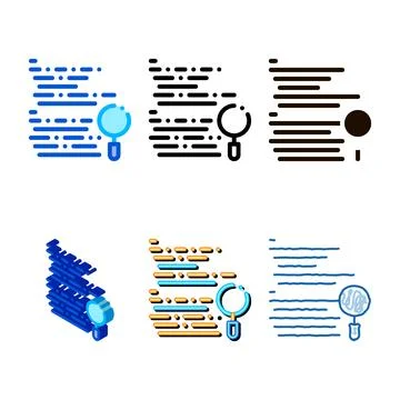 Magnifier search code variants mistake vector line icon Stock Illustration