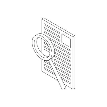 Magnifier search document icon, isometric 3d style Stock Illustration