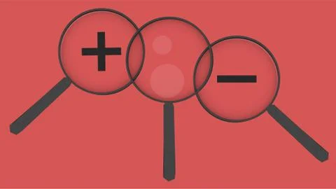 Magnifier set, set of magnifiers on red background Stock Illustration
