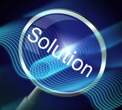 Magnifier Solution Represents Success Goal 3d Rendering Illustrazione stock
