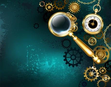 Magnifier in steampunk style Иллюстрация