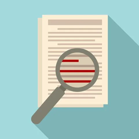 Magnifier text edit icon, flat style Stock Illustration