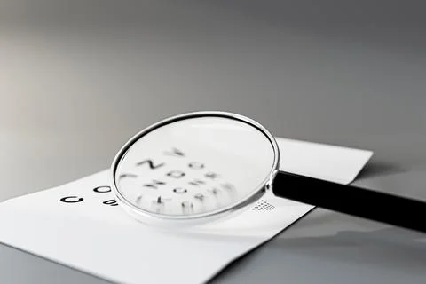 Magnifier tool on eye test card Stock Illustration