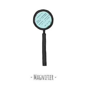 Magnifier. Top view. Vector cartoon illustration. Isolated object on white. Stock Illustration