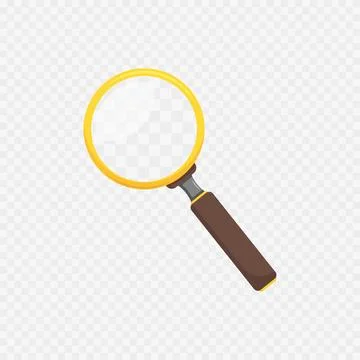 Magnifier on transparent background in flat style Stock Illustration