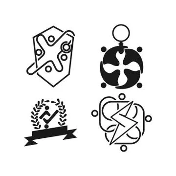 Magnify bolt ribbon Commitment Teamwork Together Black Logo Stockillustratie