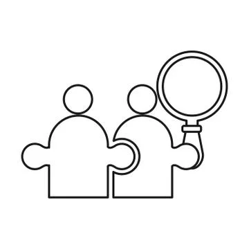 Magnify Commitment Teamwork Together Outline Logo Stockillustratie