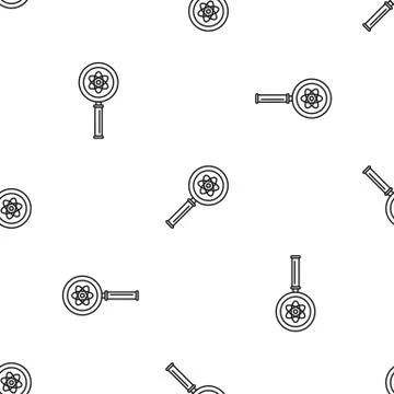 Magnify glass atom pattern seamless vector Illustrazione stock