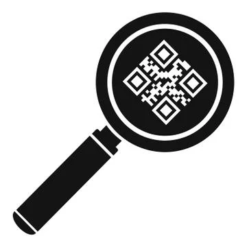 Magnify glass qr code icon, simple style Stock Illustration
