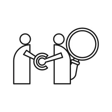 Magnify search Commitment Teamwork Together Outline Logo Stock-Illustration