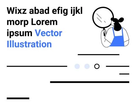 Magnifying Glass Analysis Character With Dummy Text on Minimalistic Backgroun Stock Illustration