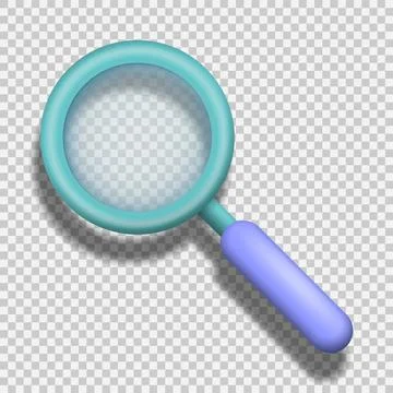 Magnifying glass. Analysis concept. 3d vector icon.Vector illustration. Illustrazione stock