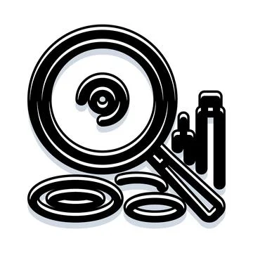 Magnifying glass analyzing data and information rings Stock Illustration