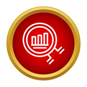 Magnifying glass analyzing data bar chart icon Stock Illustration